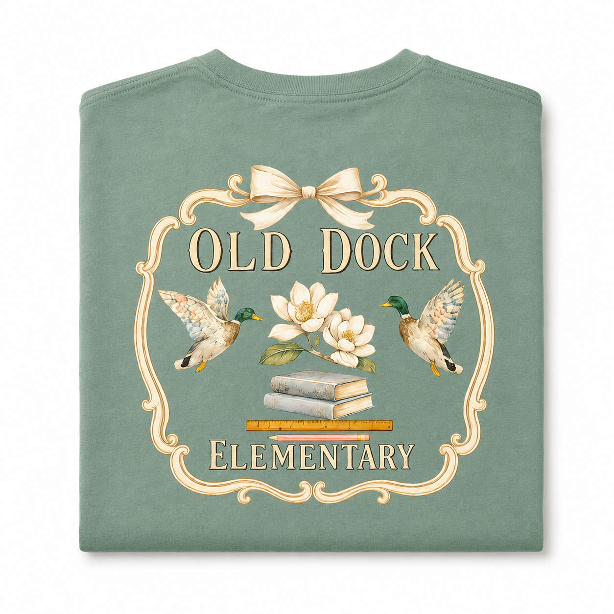 Adult- Old Dock Elementary Vintage Duck Spirit Shirt – Laurel Green