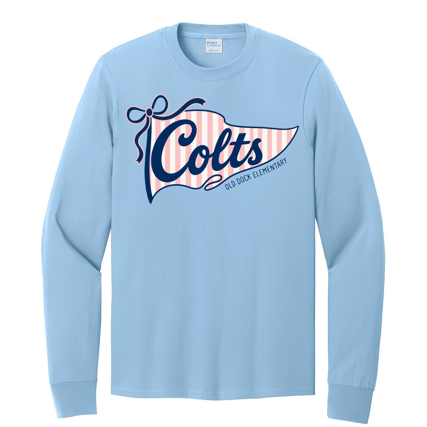 Adult Old Dock Elementary Colts Youth Spirit T-Shirt –Lt. Blue Long Sleeve
