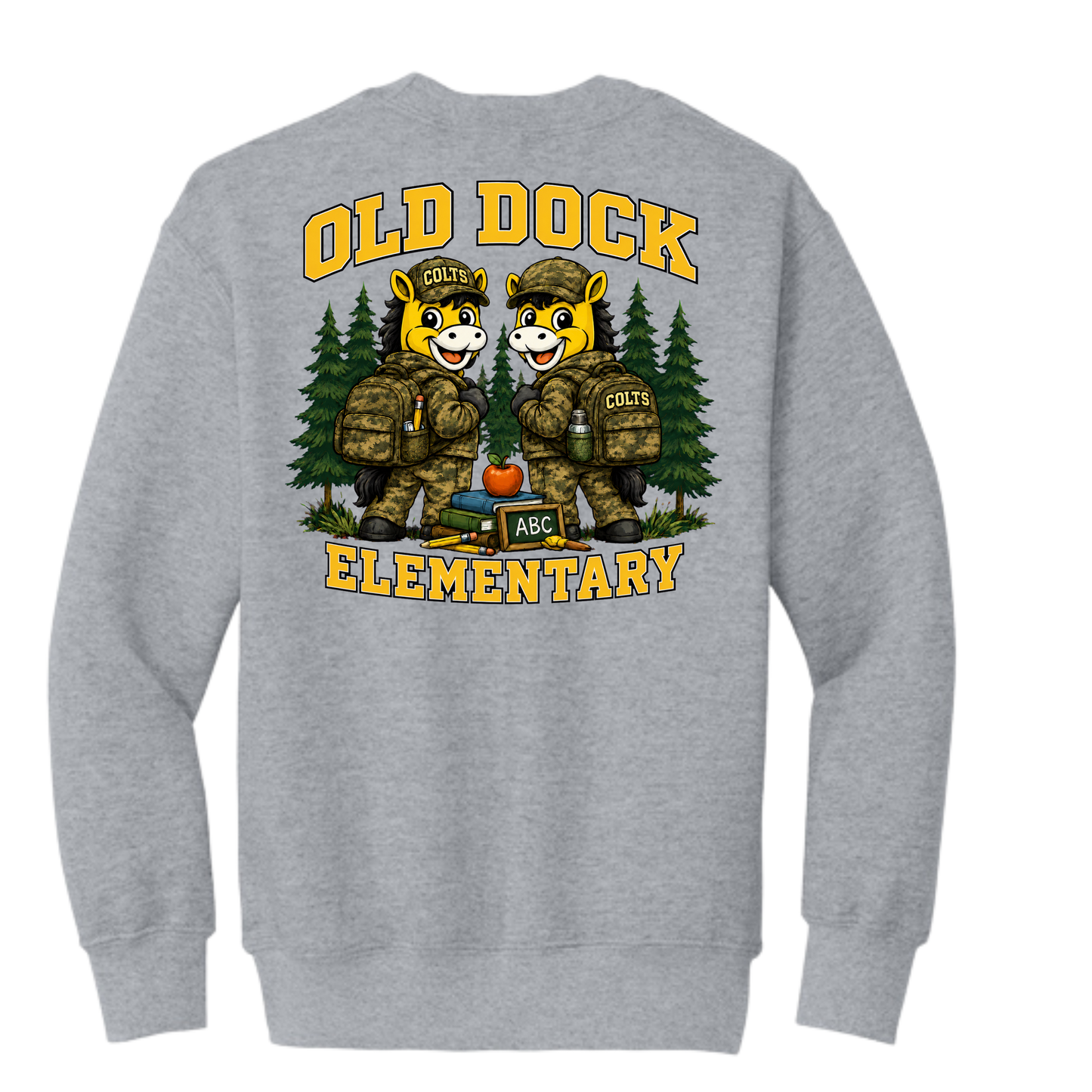 Youth Old Dock Elementary School Colts Camo Mascot Sweatshirt