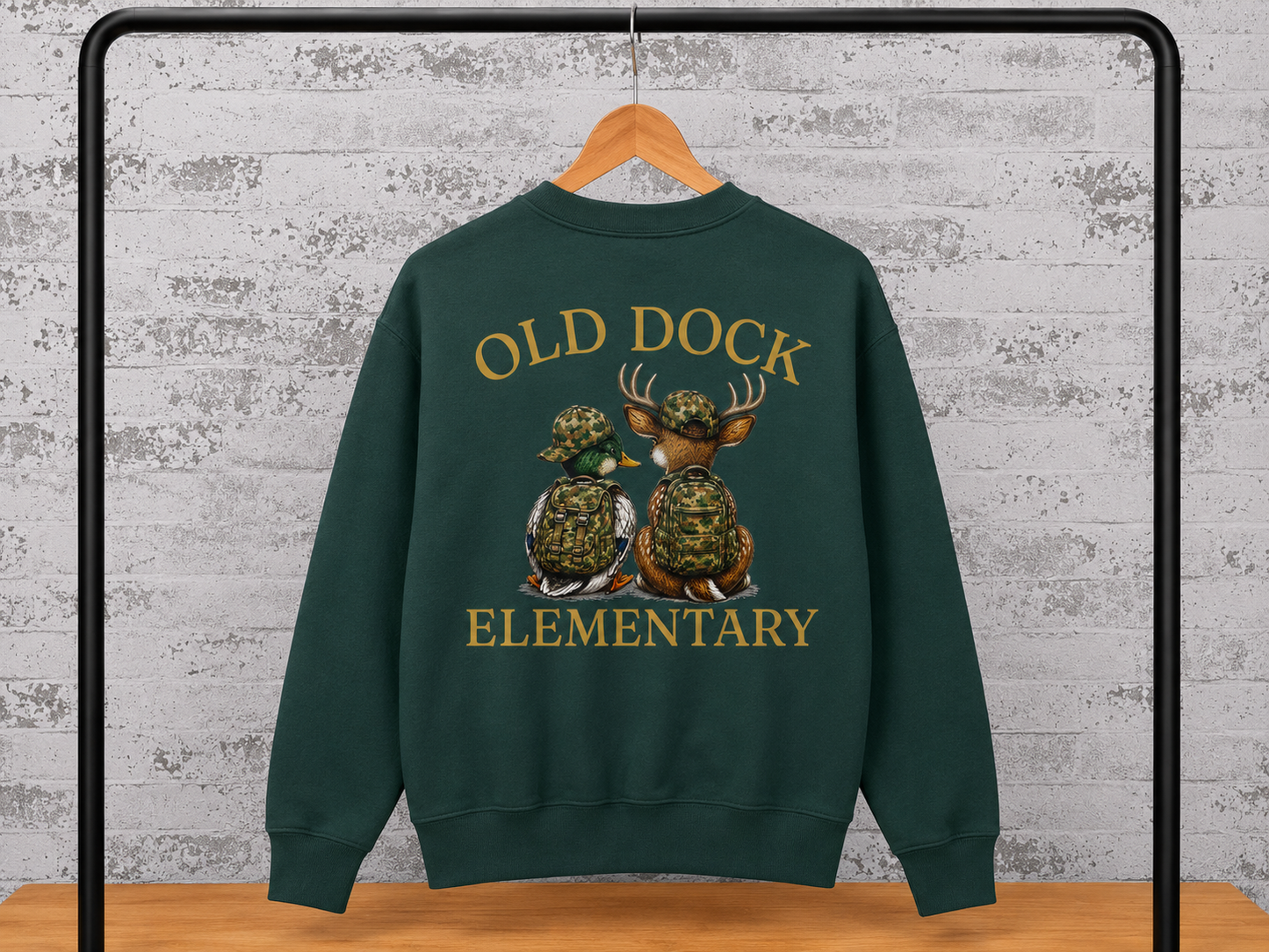 Adults - Old Dock Elementary ODES Camo School Spirit Sweatshirt