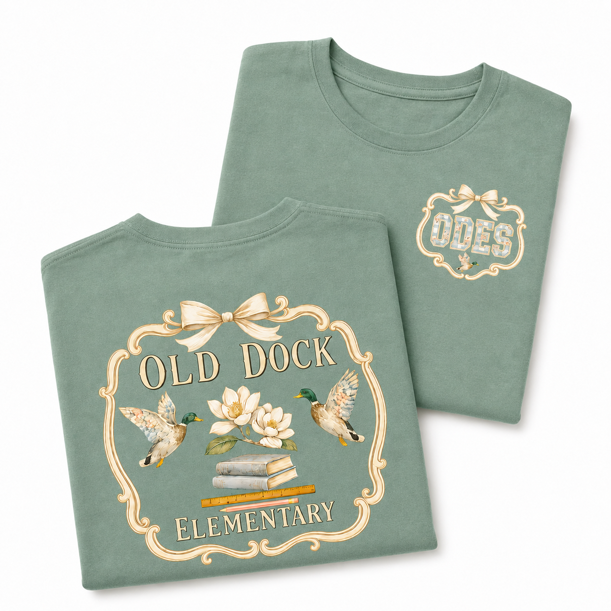 Adult- Old Dock Elementary Vintage Duck Spirit Shirt – Laurel Green