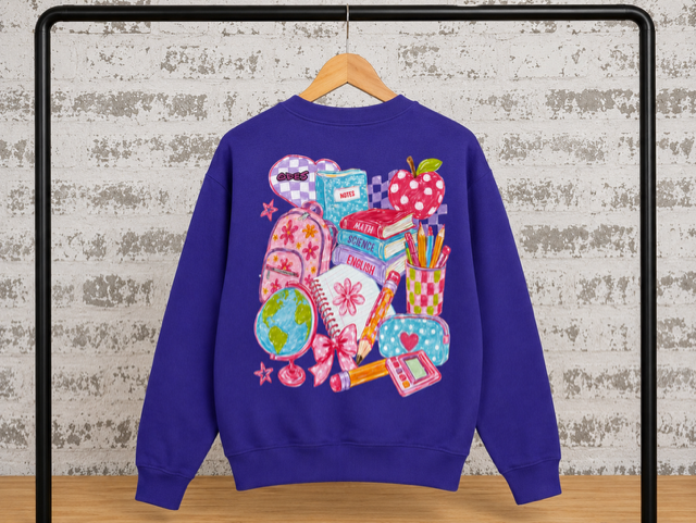 Adult- ODES Colorful School Spirit Crewneck Sweatshirt