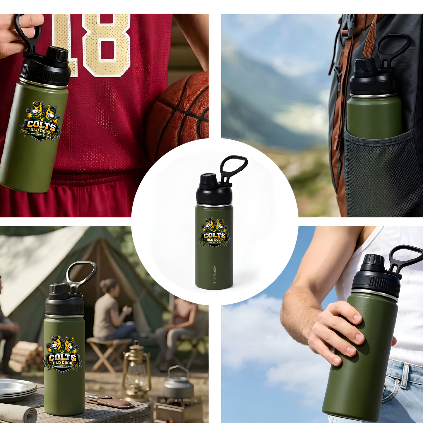 Old Dock Elementary School Colts 16 oz Insulated Stainless Steel Water Bottle