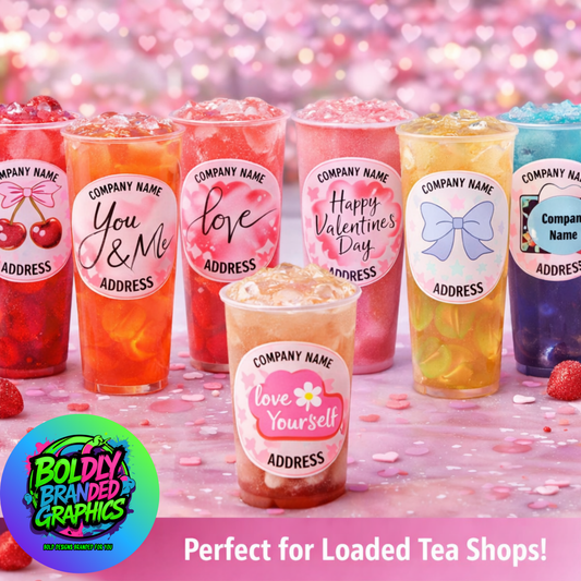Custom Valentine’s Day Waterproof Vinyl Stickers – Personalized Business Name & Address Labels