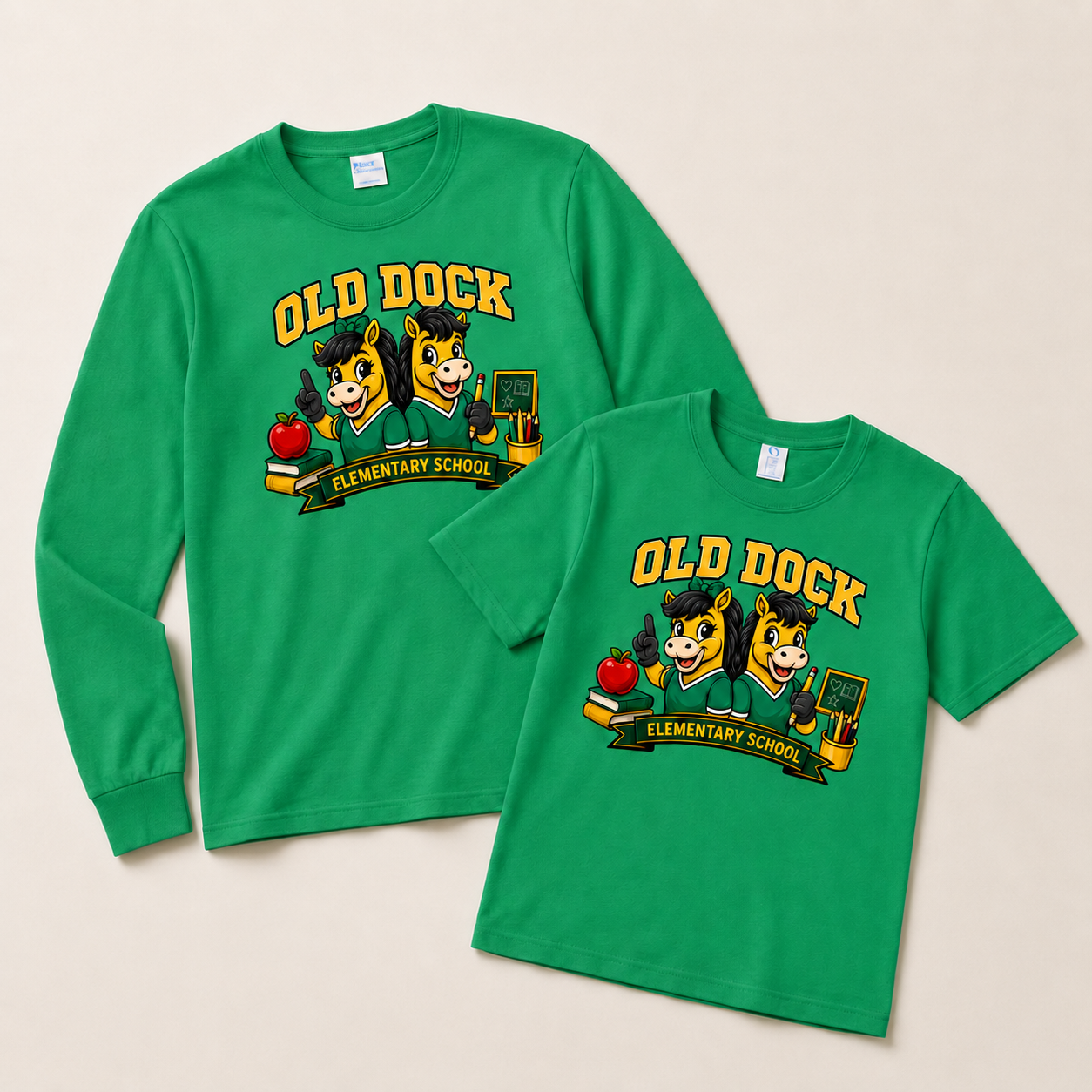Youth Old Dock Elementary Colts School Spirit Shirt Short and Long Sleeve