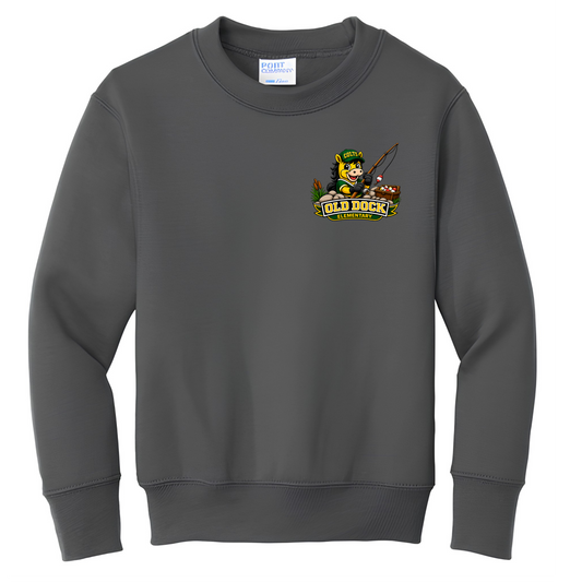 Youth Old Dock Elementary Colts Fishing Mascot Spirit Shirt – Youth Charcoal Sweatshirt