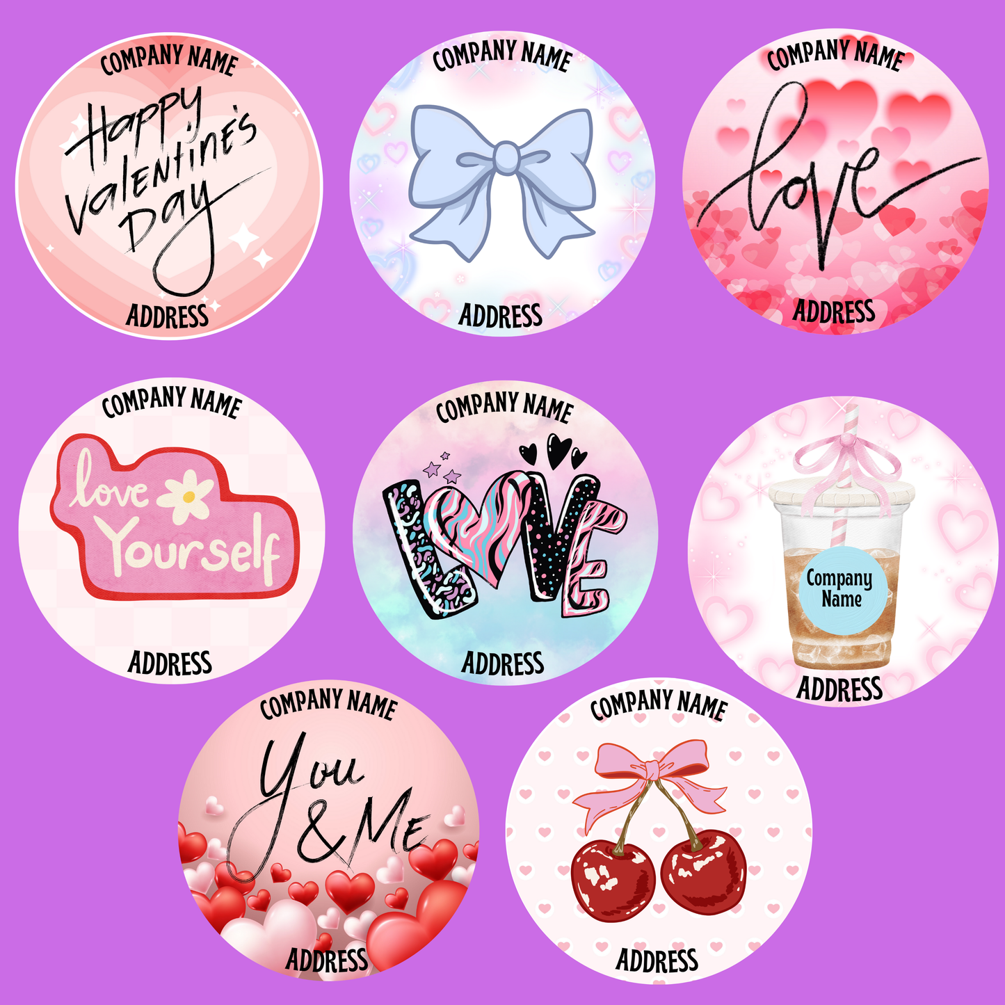 Custom Valentine’s Day Waterproof Vinyl Stickers – Personalized Business Name & Address Labels