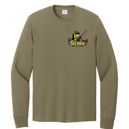 Adult  Old Dock Elementary Colts Fishing Mascot Spirit Shirt – Long Sleeve