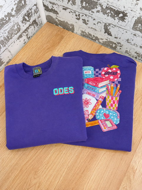 Adult- ODES Colorful School Spirit Crewneck Sweatshirt