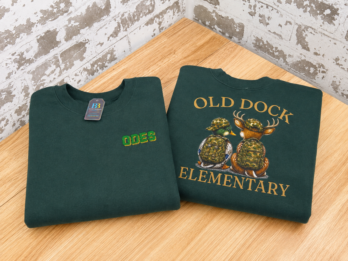 Adults - Old Dock Elementary ODES Camo School Spirit Sweatshirt