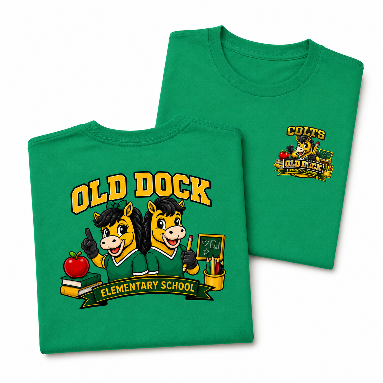 Youth - Old Dock Elementary Colts School Spirit Shirt – Kelly Green
