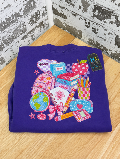 Adult- ODES Colorful School Spirit Crewneck Sweatshirt