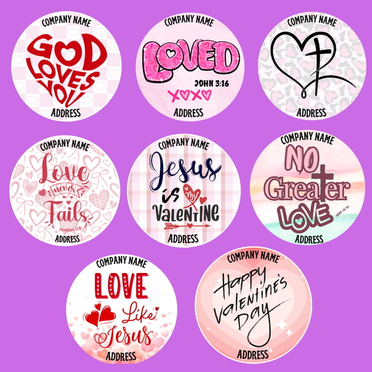 Custom Christian Valentine’s Day Waterproof Vinyl Stickers – Set of 8