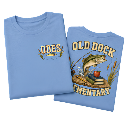 Adult- Old Dock Elementary Fishing Spirit Shirt – Carolina Blue