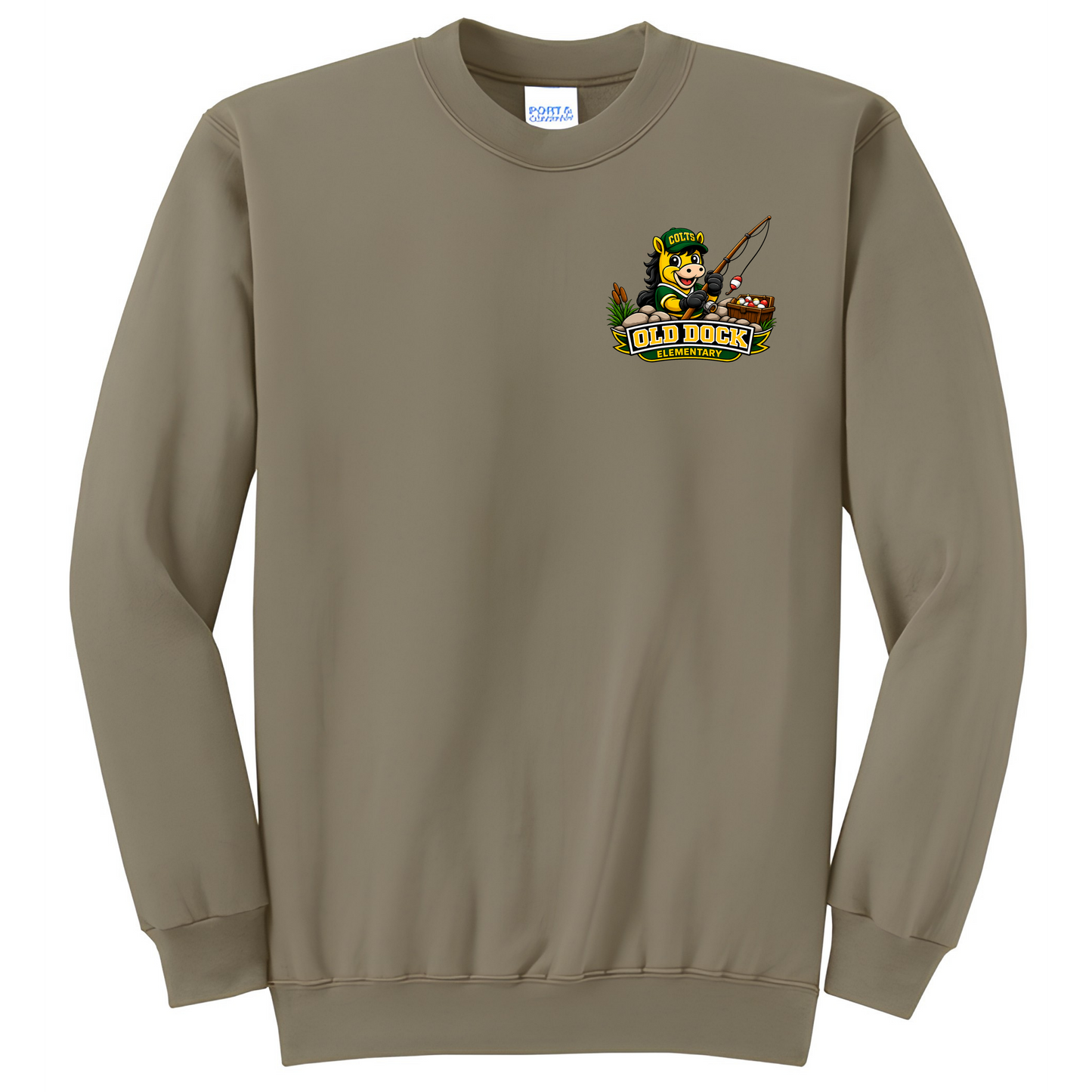 Adult - Old Dock Elementary Colts Fishing Mascot Spirit Shirt – Sweater