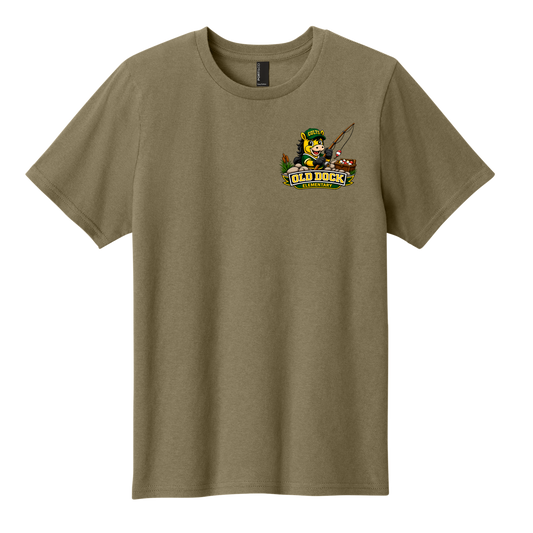 Youth Old Dock Elementary Colts Fishing Mascot Spirit Shirt – Coyote Brown T-Shirt