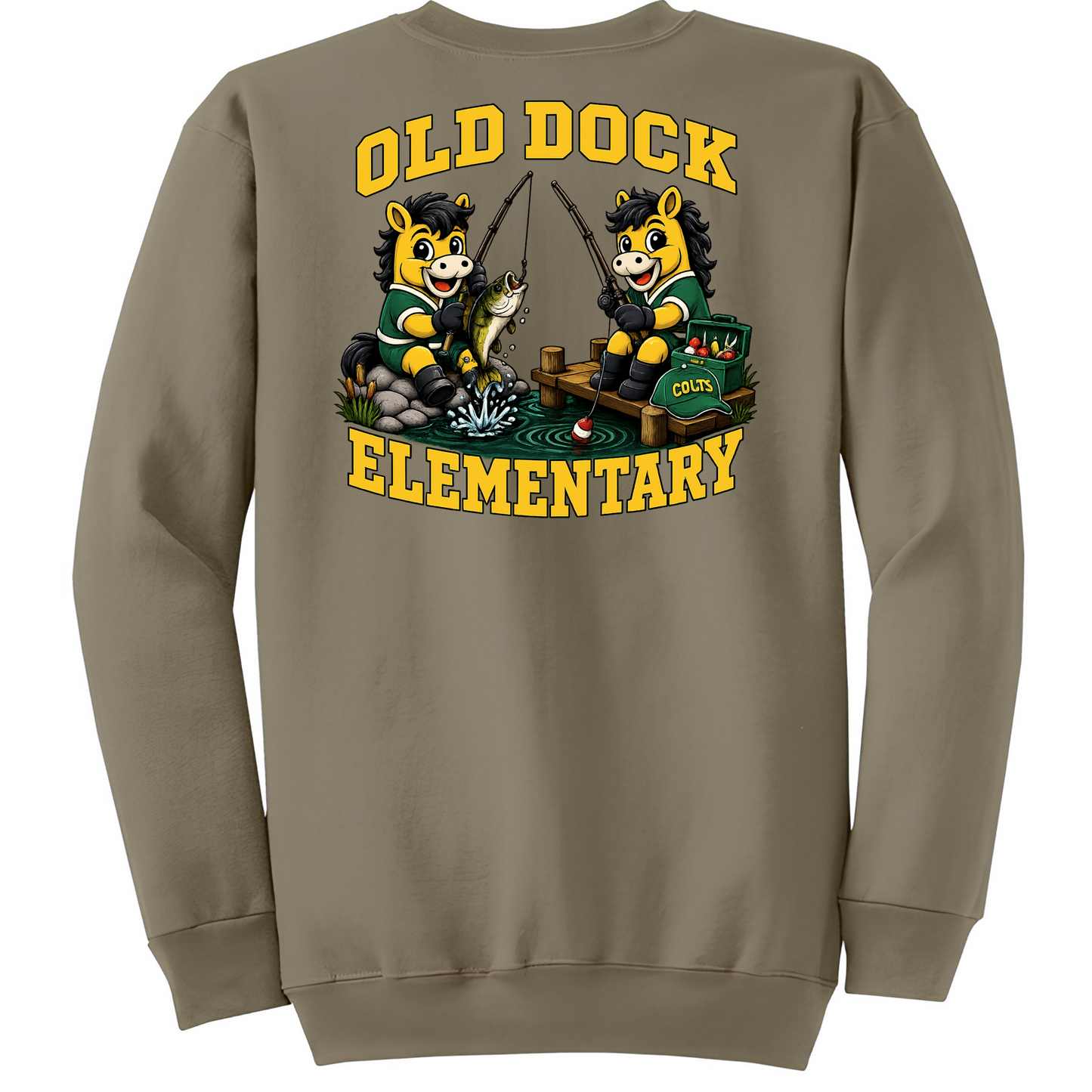 Adult - Old Dock Elementary Colts Fishing Mascot Spirit Shirt – Sweater